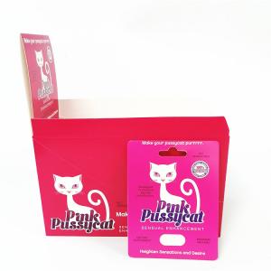 China Hot Sale Male Capsule Enhancement Pills Card Paper Box Packaging Printing Pink Pussycat Paper Card Promotion wholesale