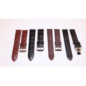 China 16mm - 22mm 2 Piece Curved Replacement Leather Strap on sale