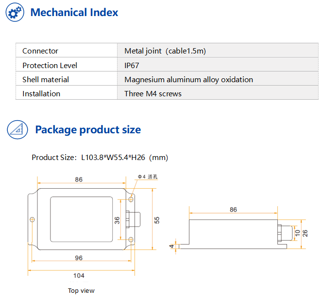 BWH518 MEMS Digital Single Axis Inclinometer Tiltmeter Accuracy 0.003°