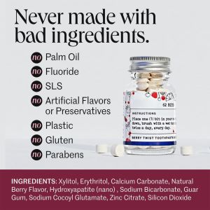 124 Bits Whitening Toothpaste Tablets Nano Hydroxyapatite And Xylitol Berry