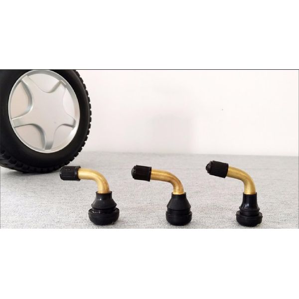 PVR60 Brass Stem Tire Valve Snap In For Electric Bikes Bend 90 Degree