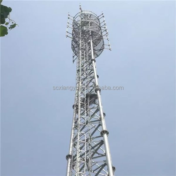 Galvanized 3 Legs Triangular Radio Mast Telecom Self Supporting Angle Steel Lattice Tube Tower