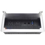 Multimedia embedded office desk socket with brush for cable management