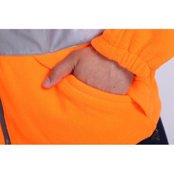 100% Polyester Microfleece Hi Vis Fleece Jacket , 360gsm Cold Weather Work Jacket