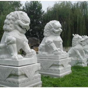 China Gate Door Natural Marble Lion Sculpture Hand Carved on sale