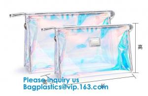 China Glossy Rainbow Hologram Vinyl Cosmetic Pvc Bag With Zip Closure,Hologram zipper pvc cosmetic bag wholesale