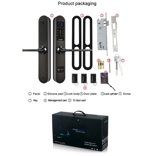 Card Unlock Fingerprint Smart Door Lock For Aluminium Door 310*50mm