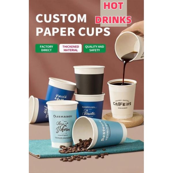 Custom logo Printed Takeaway 12oz Disposable Tea Cardboard Hot Drink Paper Cup with Lid Holder Carrier