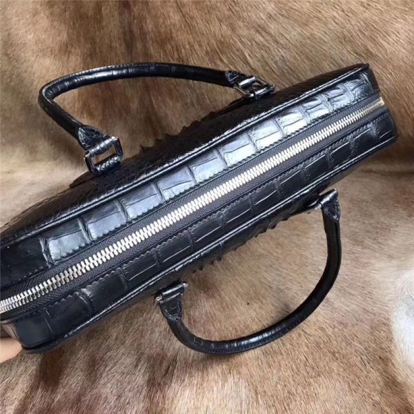 Alligator Leather Key Lock Closure Businessmen Laptop Briefcase Genuine Crocodile Skin Male Large Working Travel Handbag