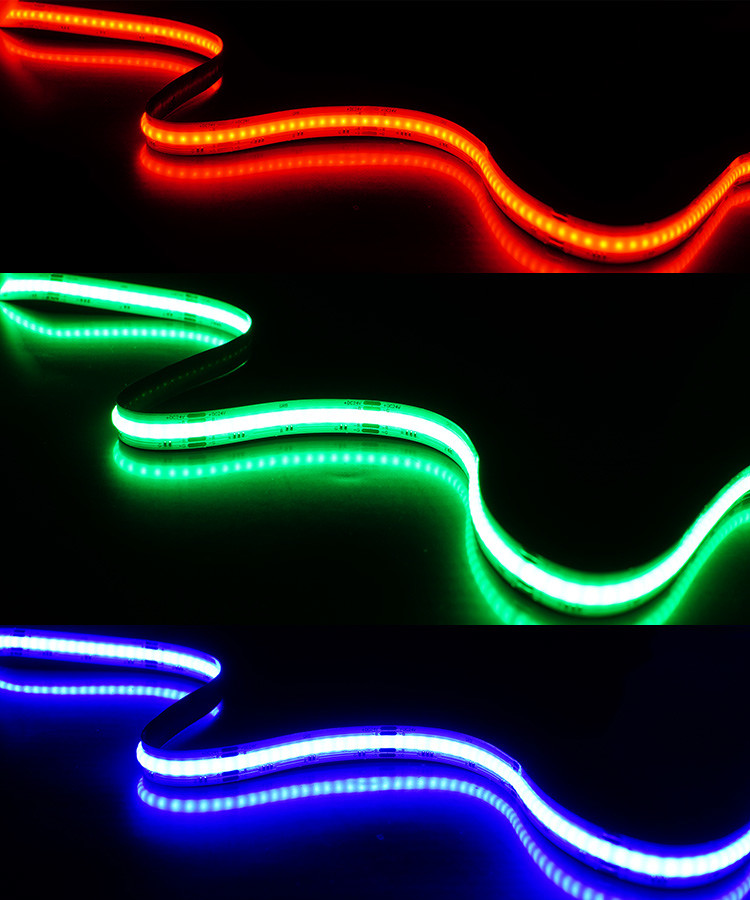 China 24V RGB IP20 840LEDs/M Flexible Tape Rope Light Color Changing COB LED Strip wholesale