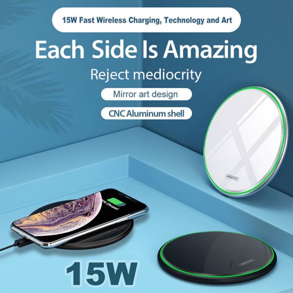 Universal 15W OVP OTP OCP Aluminum Wireless Charger Custom logo