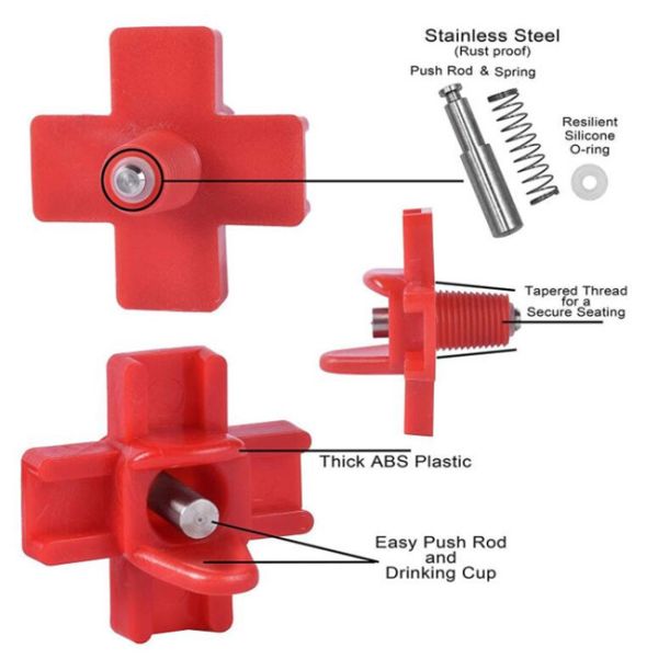 Cnc Auto Horizontal Poultry Nipples Impermeable Horizontal Side Mount Chicken Waterer
