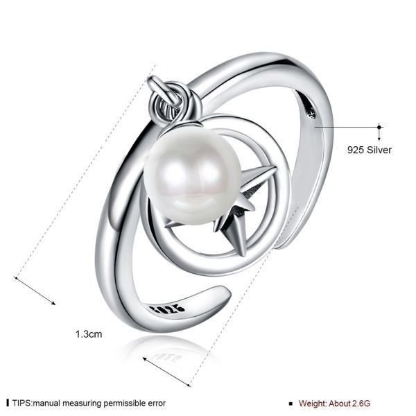 Opening Adjustable Size 925 Sterling Silver Mountable Pearl Pendant Ring