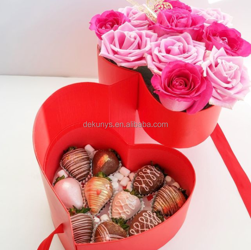 Customized Sizes and Double Layer Heart Shape Box for Strawberry Chocolate Luxury Box