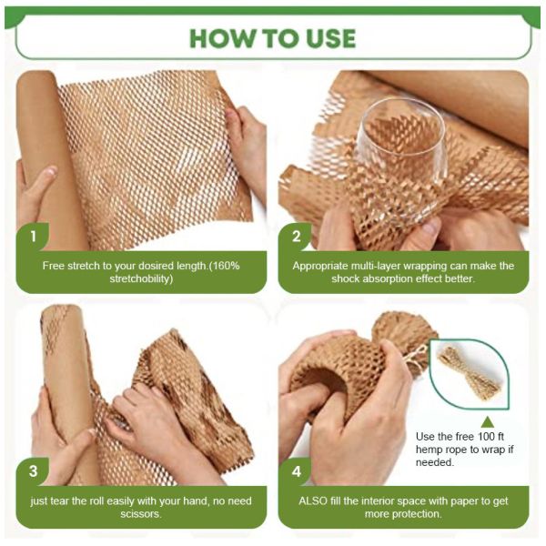 30cm*30m Brown Hex Buffer Cushion Vellum Kraft Paper Roll Packing Honeycomb Craft Packaging Kraft Wrapping Paper Honeycomb Wrap