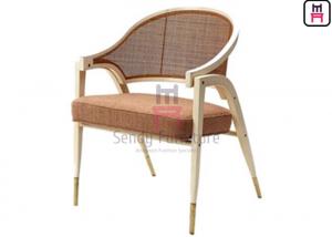China Black Ash Wood Frame Rattan Dining Chairs Leather Cushion Armrest Dining Chair on sale