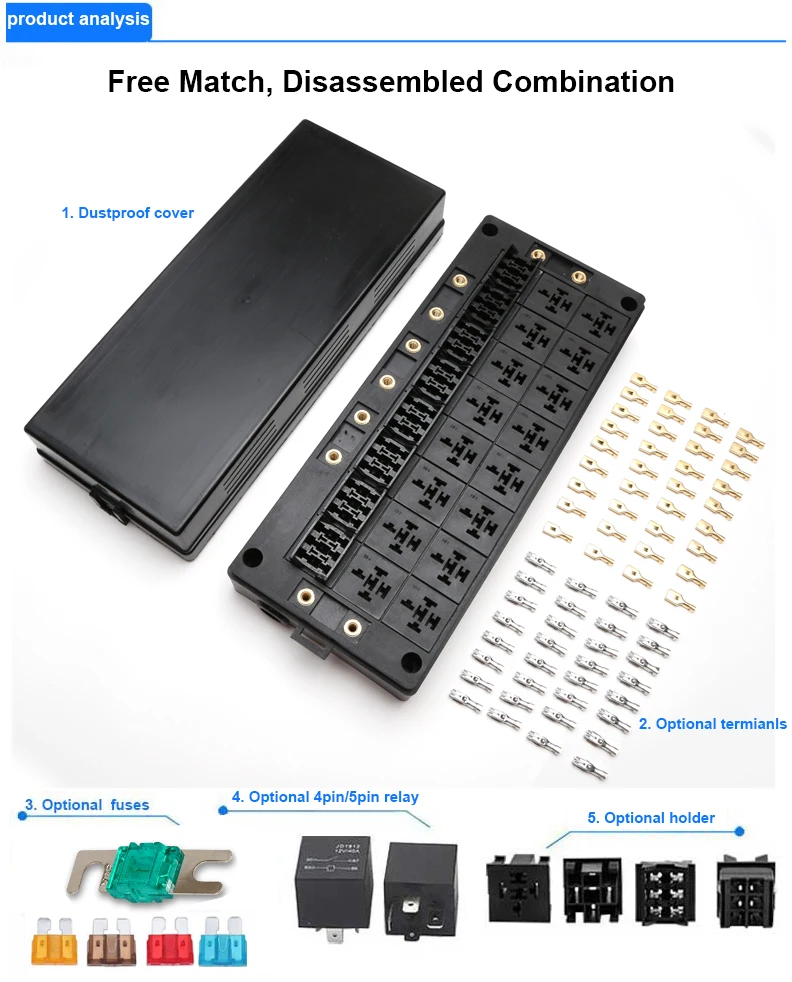 24 ways fuse 16 ways relay Waterproof Relay Socket Box 12V for Automotive Car Truck Marine Boat fuse junction