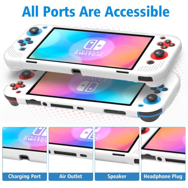 Protective HOXC Skintouch Silicone Protective Case For Nintendo Switch OLED Console, Ergonomic Silicone Protector Cover Grip For NS Pro