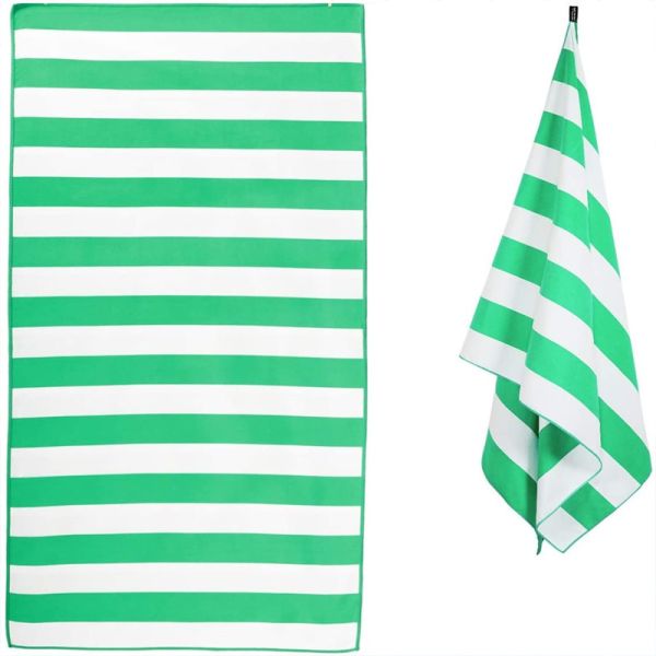 Microfibre Sublimation Beach Towels Green And White Striped