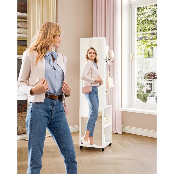 Wood Full Length Mirror Cabinet Frameless Mirror Jewelry Cabinet Modern