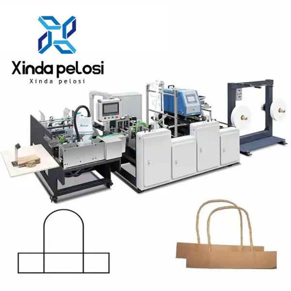 Quality High Efficiency Paper Bag With Handle Making Machine PLC Control for sale