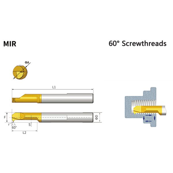 Solid Carbide Boring Tiny Tool MIR A60 Solid Carbide Boring Tools For Internal Threading