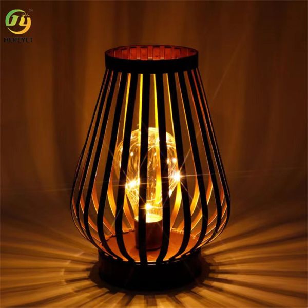 8.7" Battery Powered Outdoor Black Metal Table Lamp LED Commercial Light