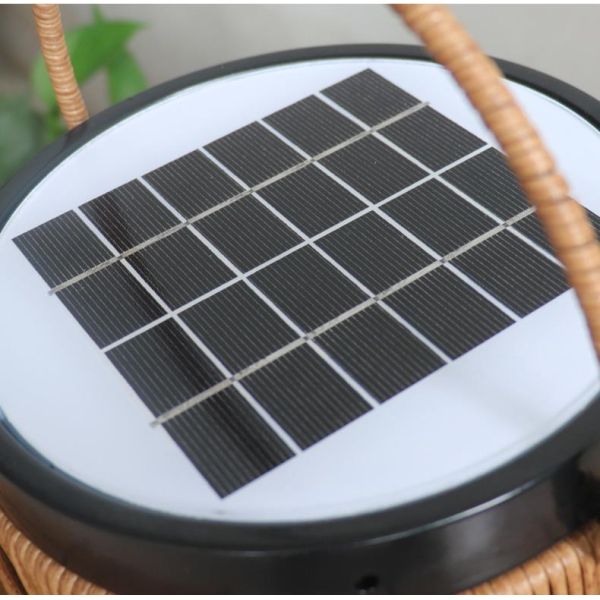 Decorative Rattan Woven Solar Lights , Outdoor Rattan Lamp For Villa Atmosphere