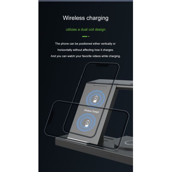 15W Fodable Wireless Charging Station in White/Black/Green/Purple/Pink