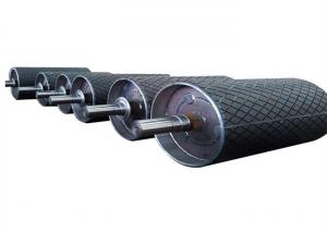 China High Frictional Force 25mm Rubber Coated Conveyor Drive Rollers For Steel Metallurgy on sale