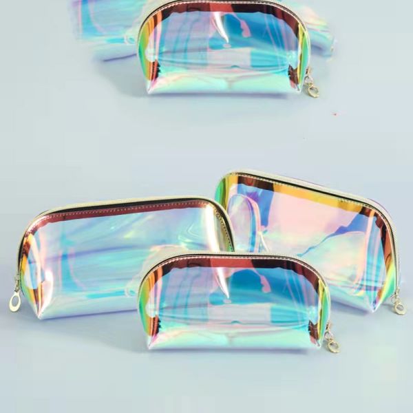 Laser Magic Color Zipper Cosmetic Bag Transparent TPU Material Waterproof