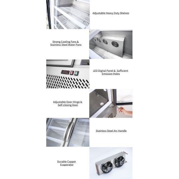 SS304 Glass Door Refrigerator Freezer