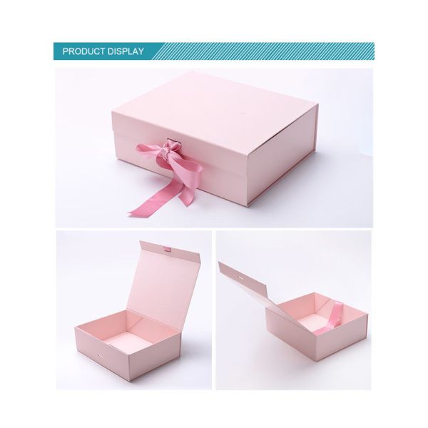 F Flute Magnetic Printed Cardboard Gift Box With Ribbon Closure