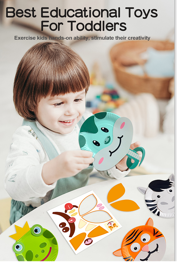 Handmade Giftbox STEM Toy Foam Paper Plate Craft Kits 10 Animals for Toddlers