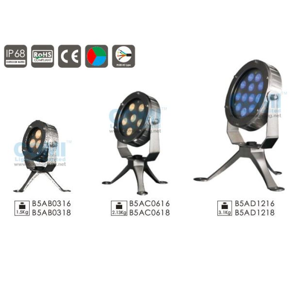 B5AB0316 B5AB0318 3pcs * 2W LED Underwater Spot Light Fixture with Bracket and Tripod 360°Angle Adjustable