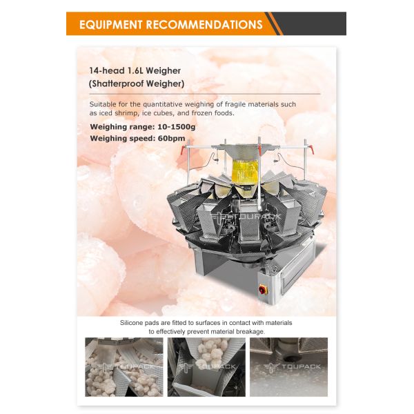 Food Grade Automatic Vacuum Frozen Food Pouch Packing Machine Shrimp Squid Rings Bag Multihead Weigher Filling Packing Machine