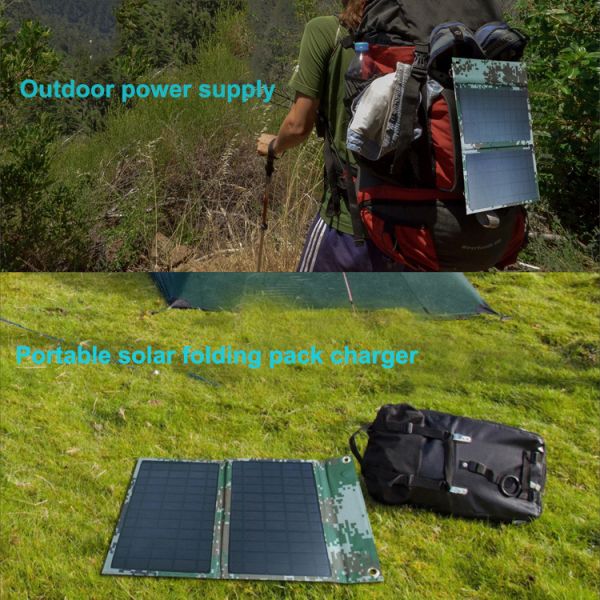 Water Resistant Lightweight Portable Solar Panels Dual USB Ports Output