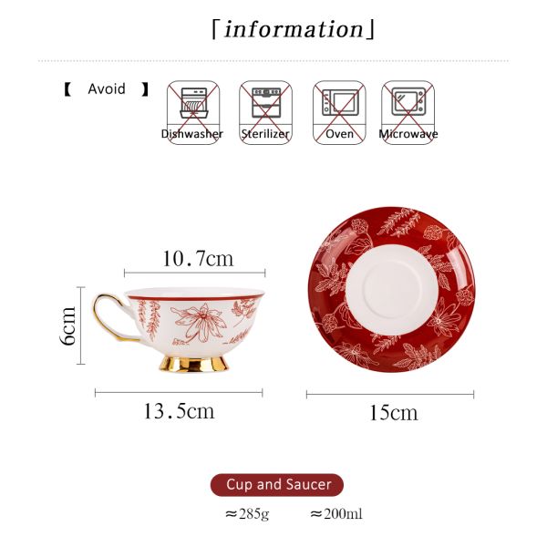 200ML Ceramic Type Porcelain Cup And Saucer Plate Tea Perfect For Mom On Mother'S Day