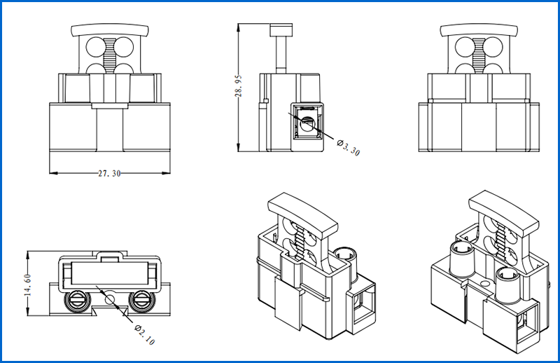 EU Standard 1 Way Fuse Terminal Blocks With 5x20mm Fuse Holder 6.3A 250V