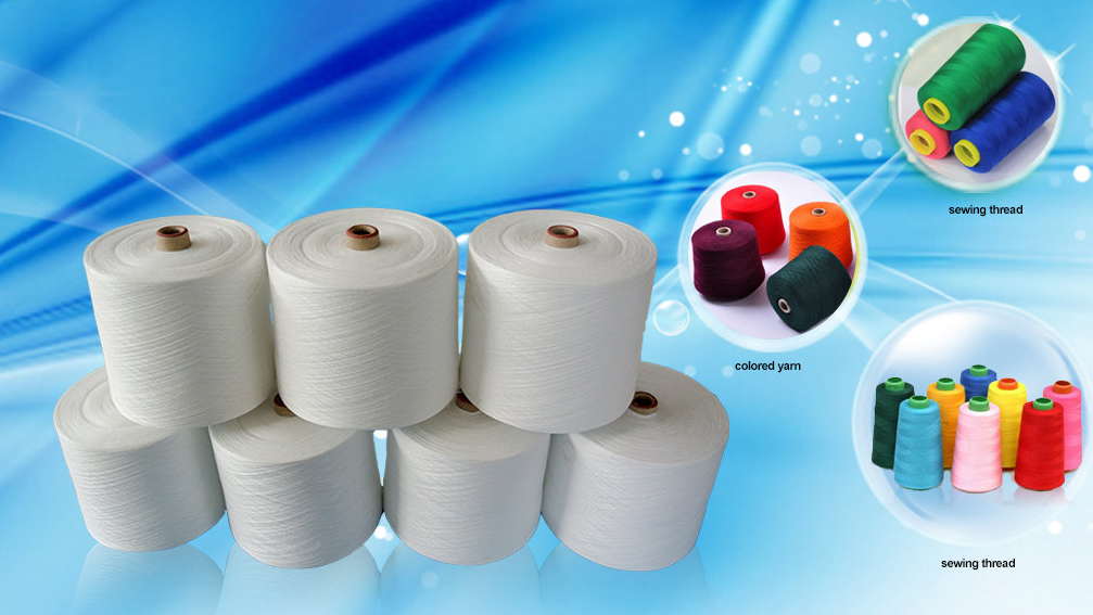 Nature White 100% PSF Polyester Spun Yarn For Weaving / Knitting Low Shrink