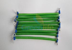 China Customized 15CM Length Green Steel Wire Safe Spring Coiled Strap Strings w/2pcs Metal Eyelets wholesale
