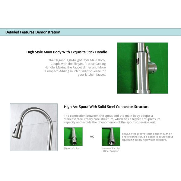 Water Saving Smart Kitchen Faucet 360 Degree Rotating Spout 0.05-0.75Mpa