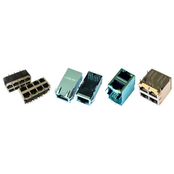 LED Shileded POE RJ45 PCB Jack XFVOIP5E-C1-4MS Side Entry