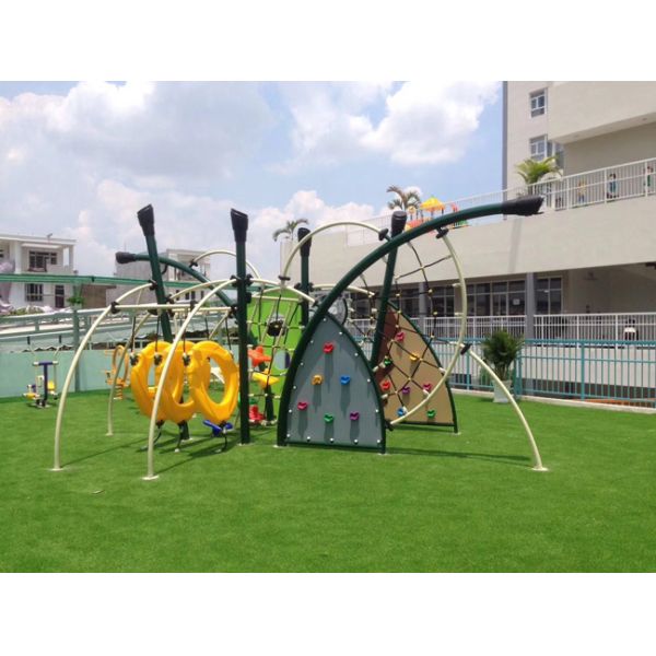 710*350*250cm Rope Climbing Playground Equipment Middle Size With Slide TQ-TN504