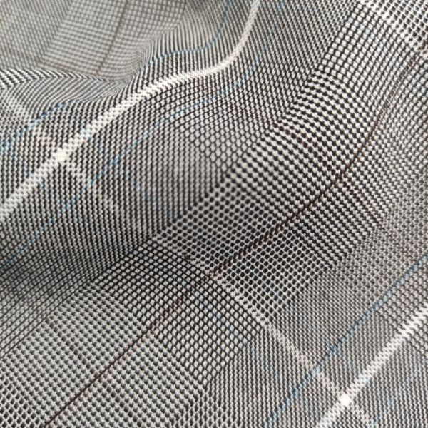 90% Polyester 10% Spandex Medium Weight Check Yarn Dyed Suit Fabric