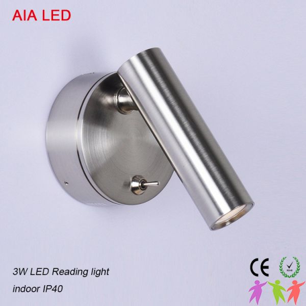 Indoor Silver bedside LED wall lamp/led reading lamps headboard wall light for hotel rooms