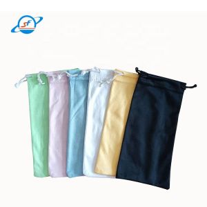 China 18*9cm Soft Microfiber Eyeglass Pouch Sunglasses Drawstring Bag Customization on sale