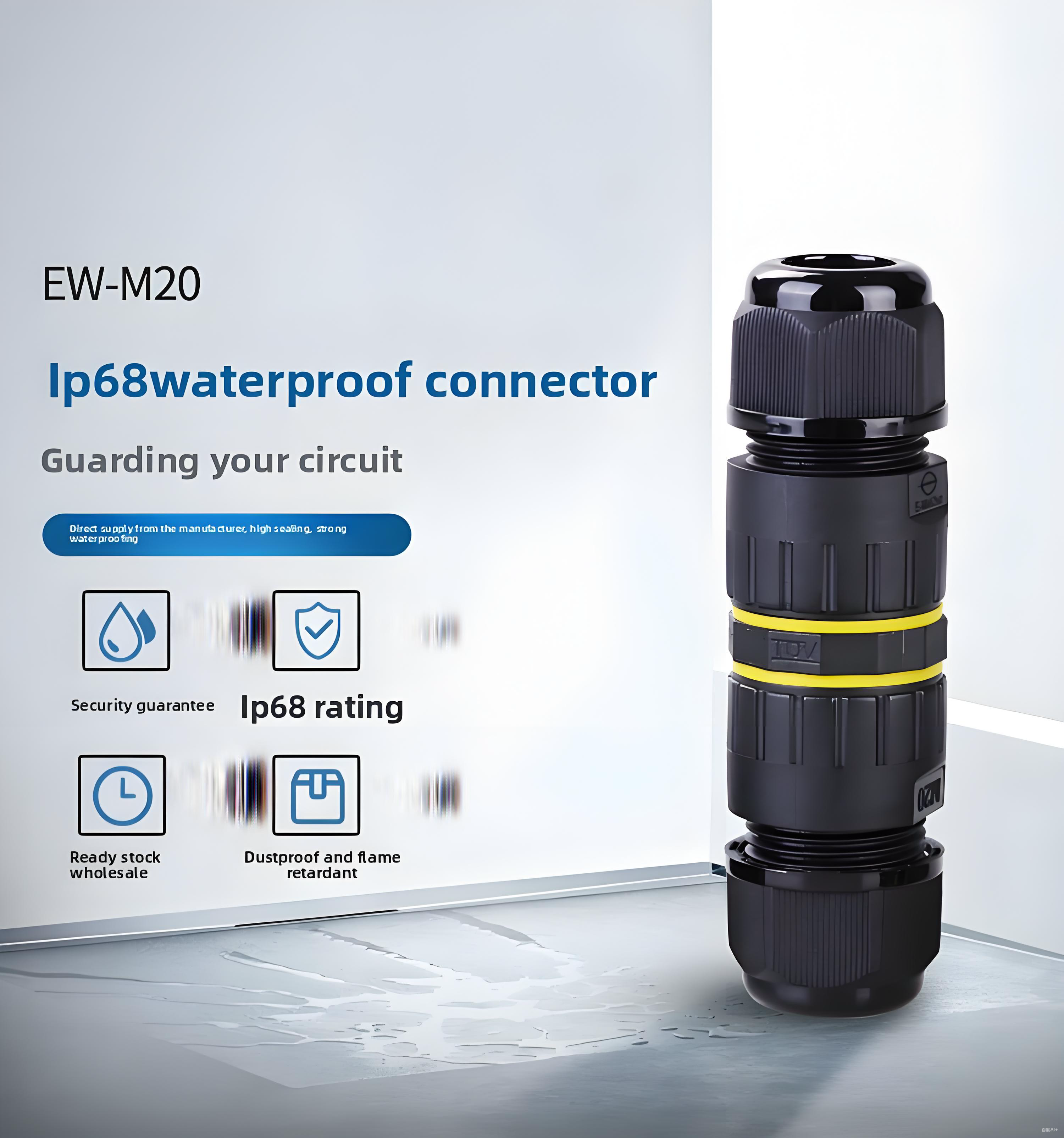 M20 IP68 Waterproof Circular Connector with 400V Rating 1500 Mating Cycles and UL94 V-0 Flame Resistance