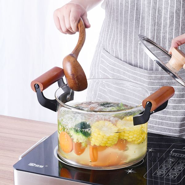 Double Ears 3L Clear High Borosilicate Glass Soup Pot