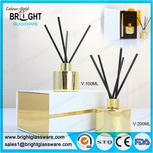 China high quality glass gold reed diffuser bottle with gift box wholesale